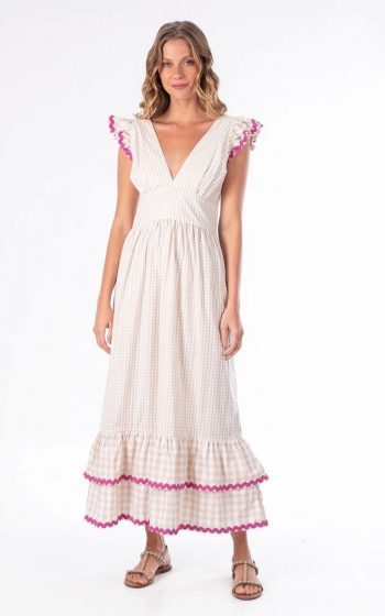 Vestido Luiza de algodão vichy azul e vichy vanila R$598 estoque 3PP 3 P 3 M 3 G 3 GG de cada cor (2)